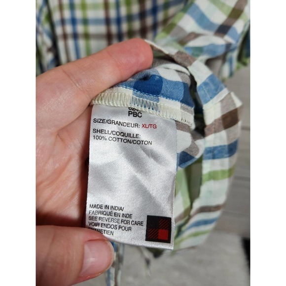Woolrich Men's Blue Green Brown Plaid Short Sleeve Button Down Shirt Size XL - Picture 4 of 6